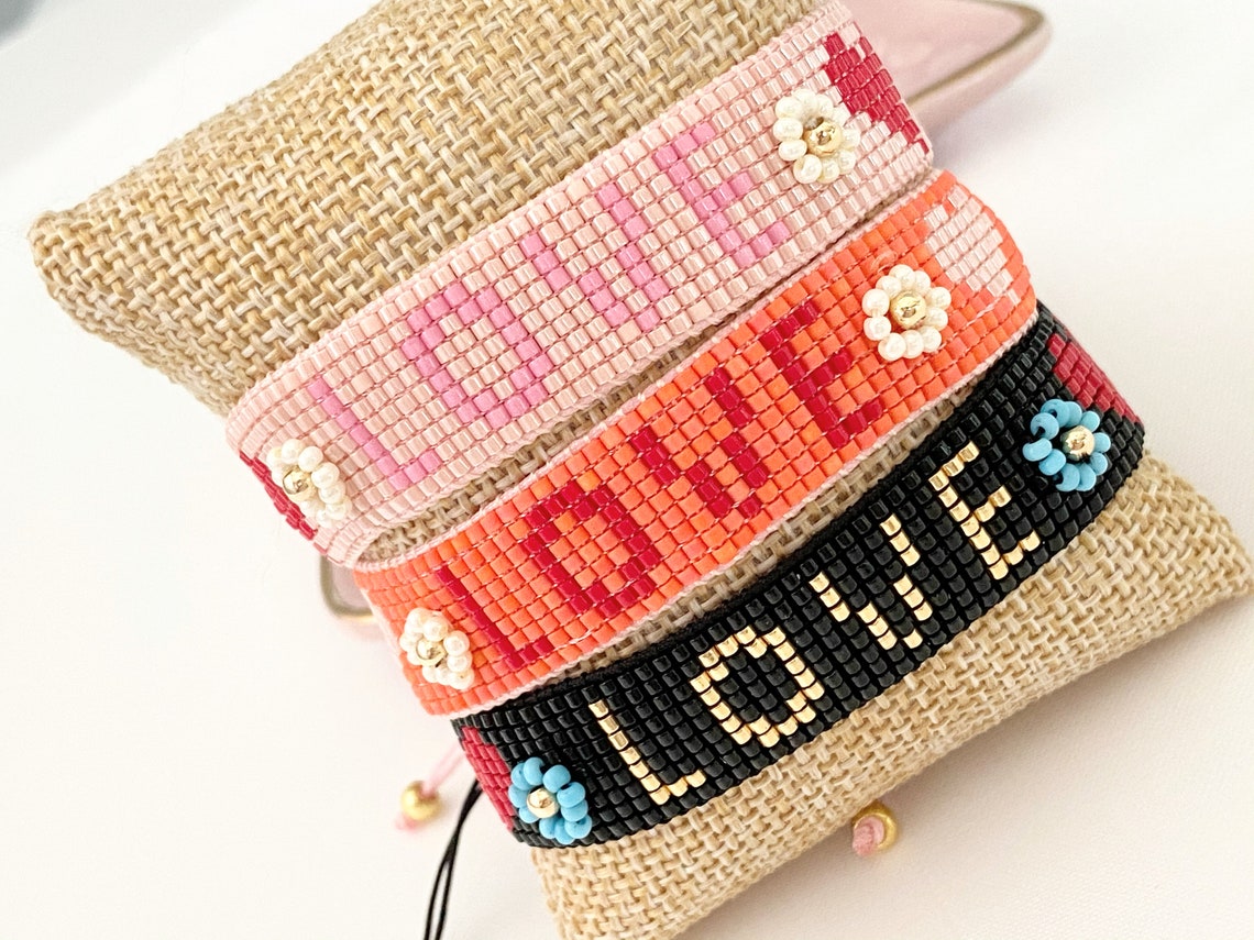 Beaded Love Bracelet Love Jewelry Love Bracelet Beaded - Etsy