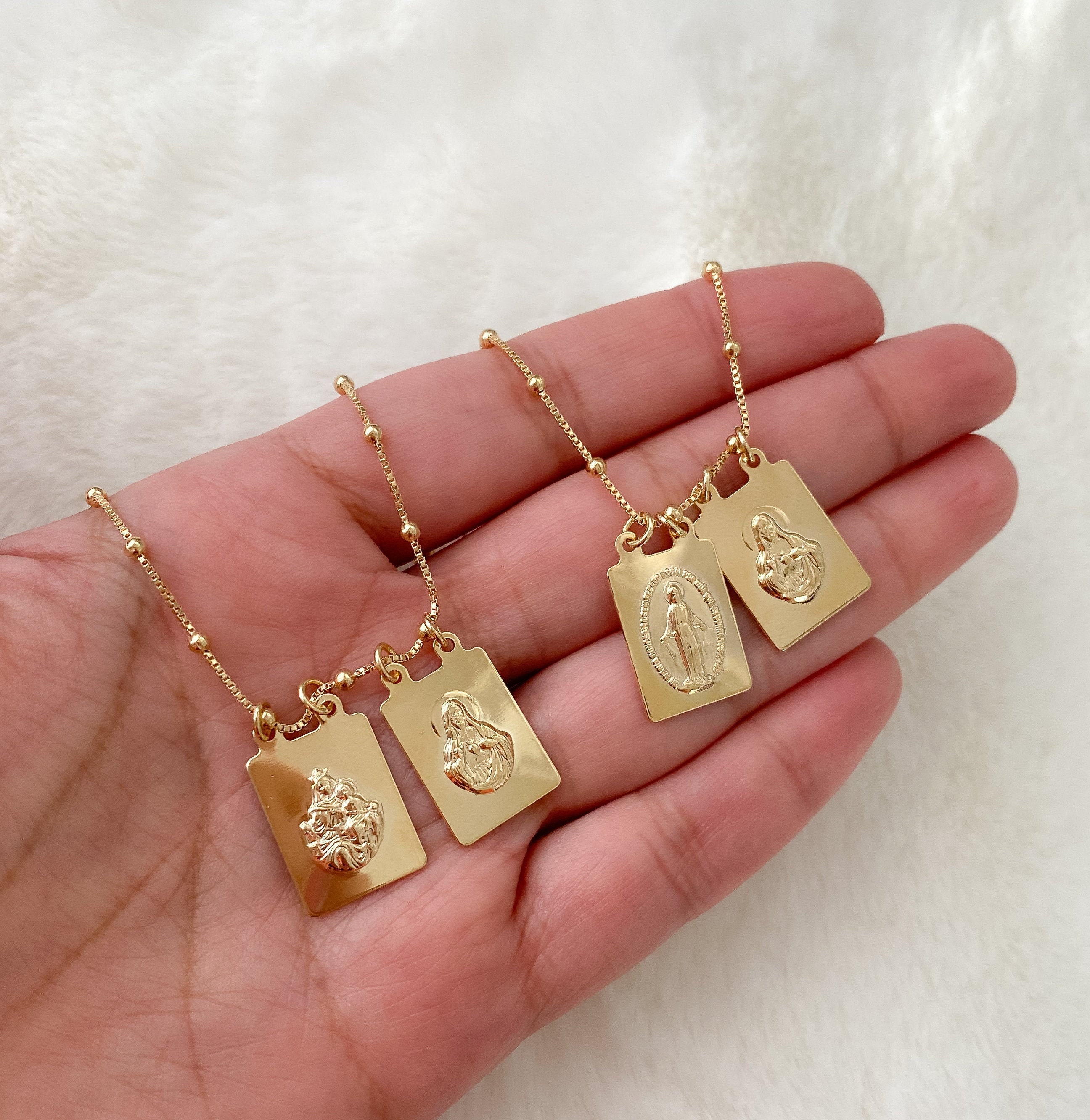 Gold filled scapular necklace scapular medal catholic gifts Etsy