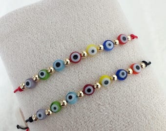Red string evil eye bracelet, evil eye jewelry, protection bracelet, protection amulet, 7 chakra bracelet, mal de ojo, Turkish jewelry