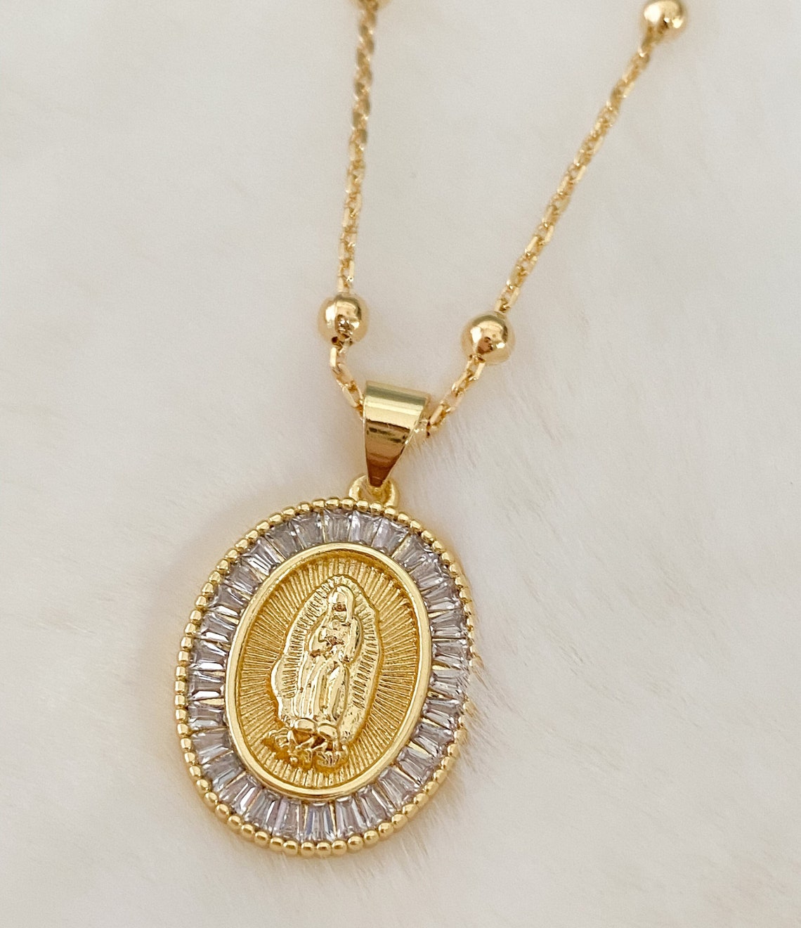 18k Gold Filled Virgin of Guadalupe Necklace Our Lady of - Etsy