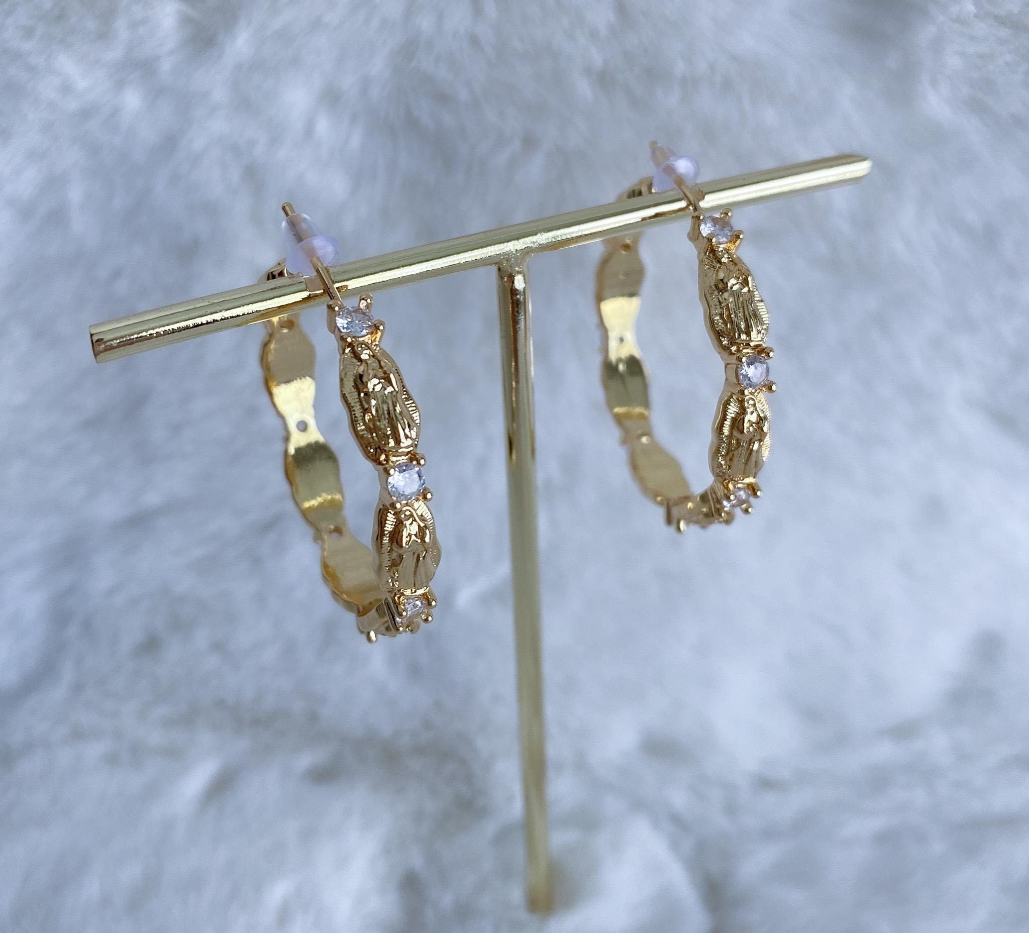 Our lady of Guadalupe hoop earrings, Virgin of Guadalupe earrings, religious jewelry, Virgin Mary earrings, catholic jewelry