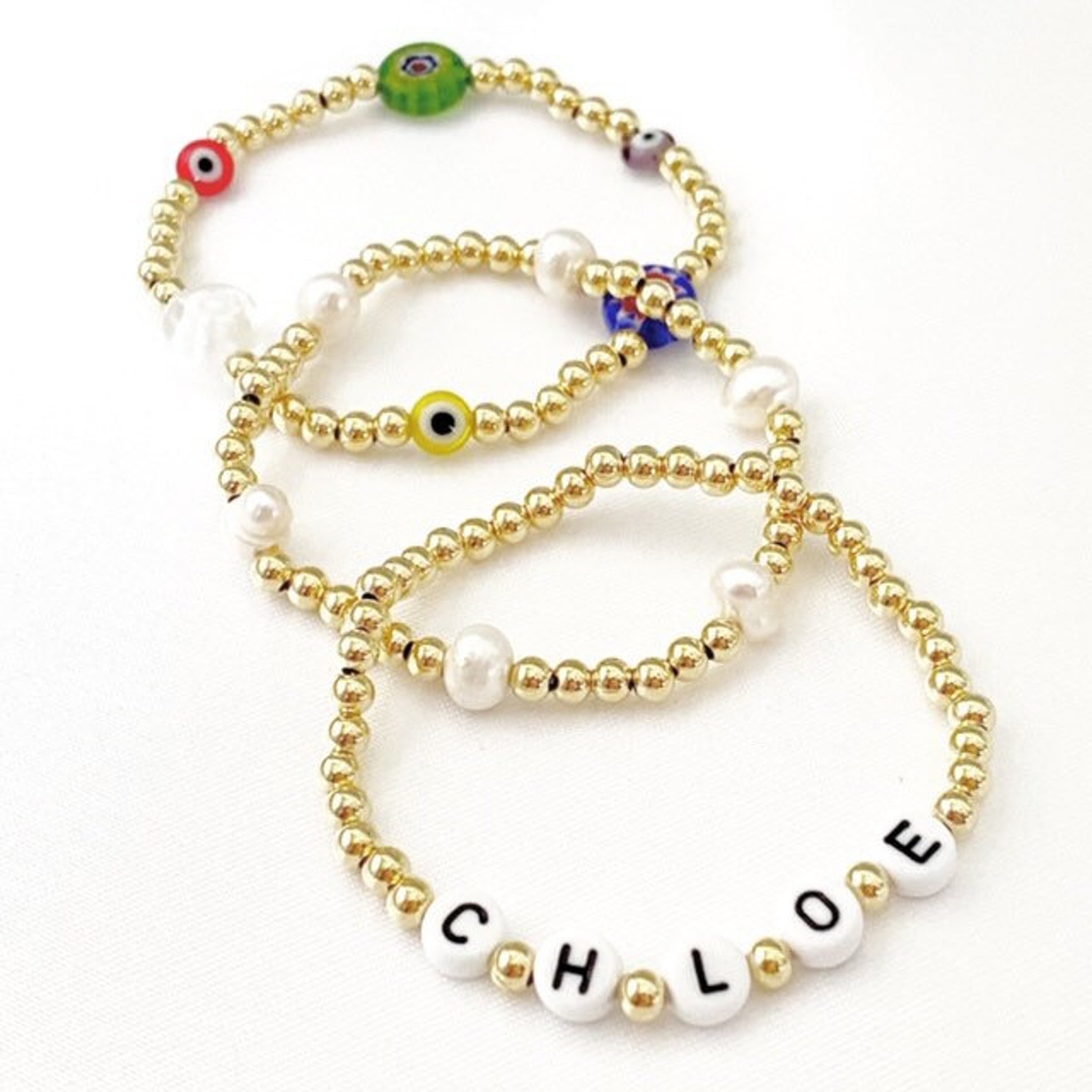 Gold beaded custom bracelet personalized bracelet gold Etsy