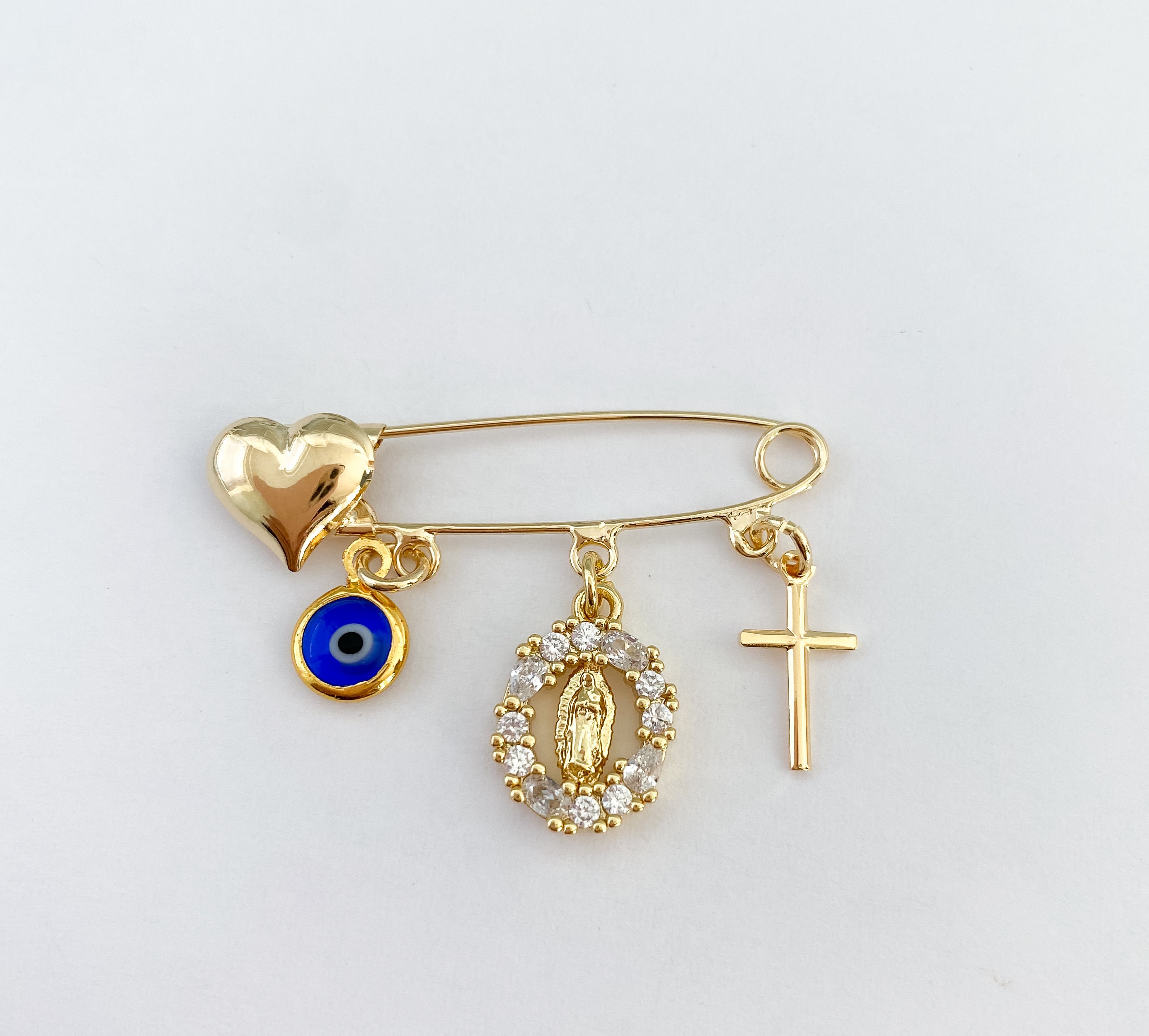 Murano Glass Evil Eye Bead Safety Pin, Silver Evil Eye Brooch, Protective Evil E - Foto 7