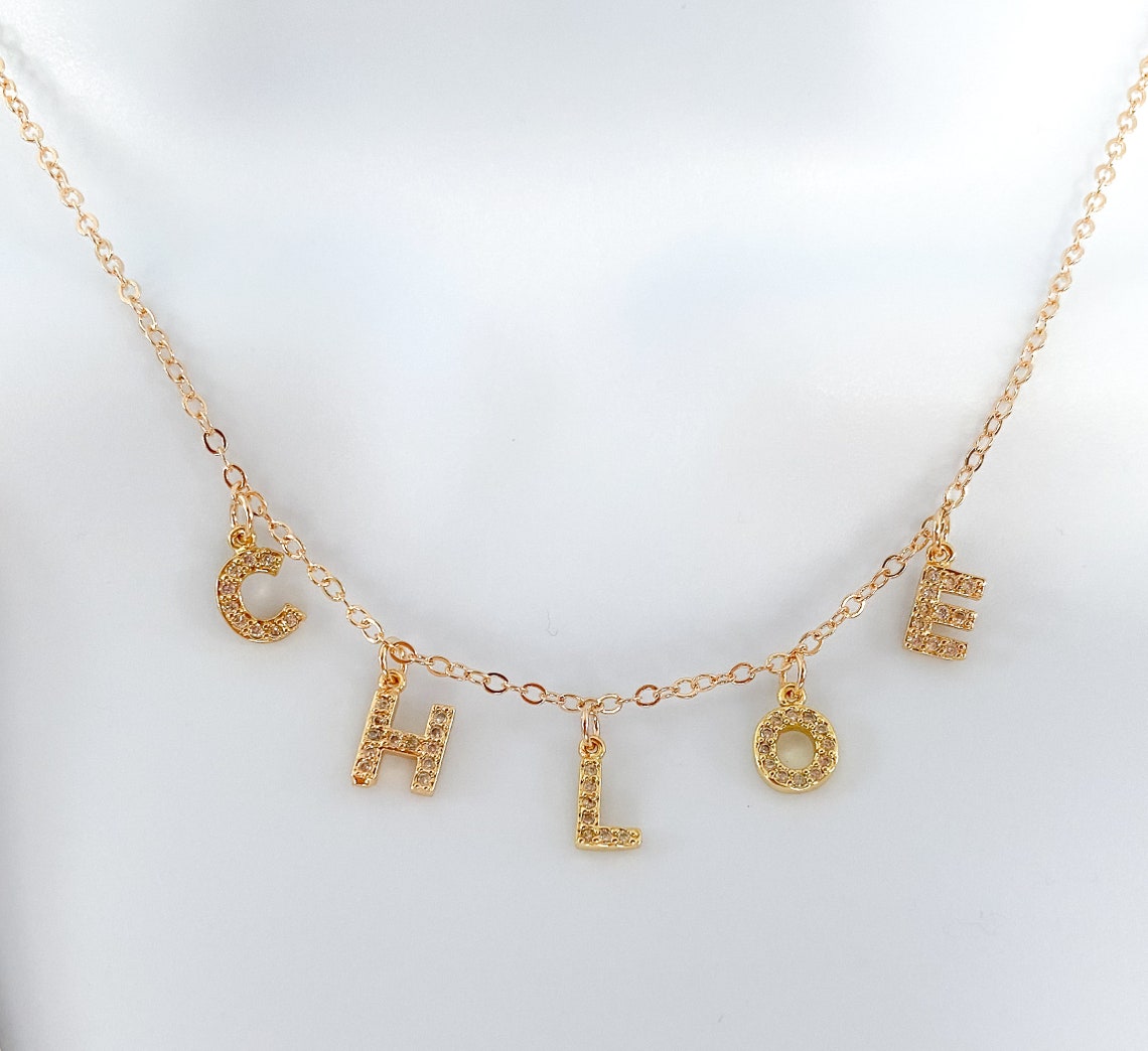 18k Gold Filled Name Necklace Name Jewelry Personalized Etsy