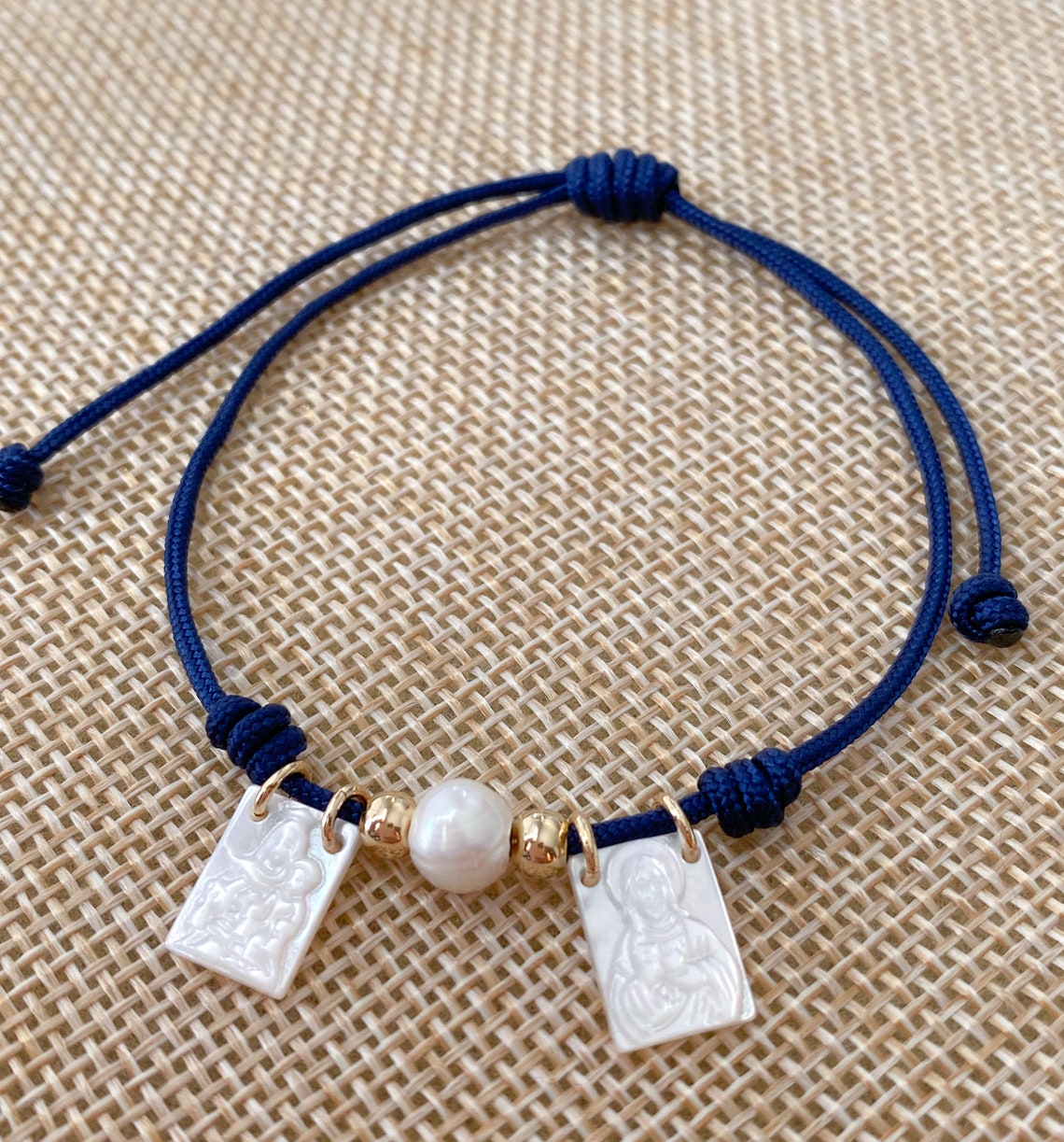 Pulsera escapular escapulario de nácar regalo católico Etsy España