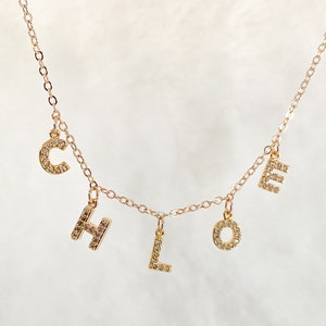 18k Gold filled Custom name necklace, name necklace, personalized jewelry, initial necklace, gold letter necklace, tiny letter necklace,
