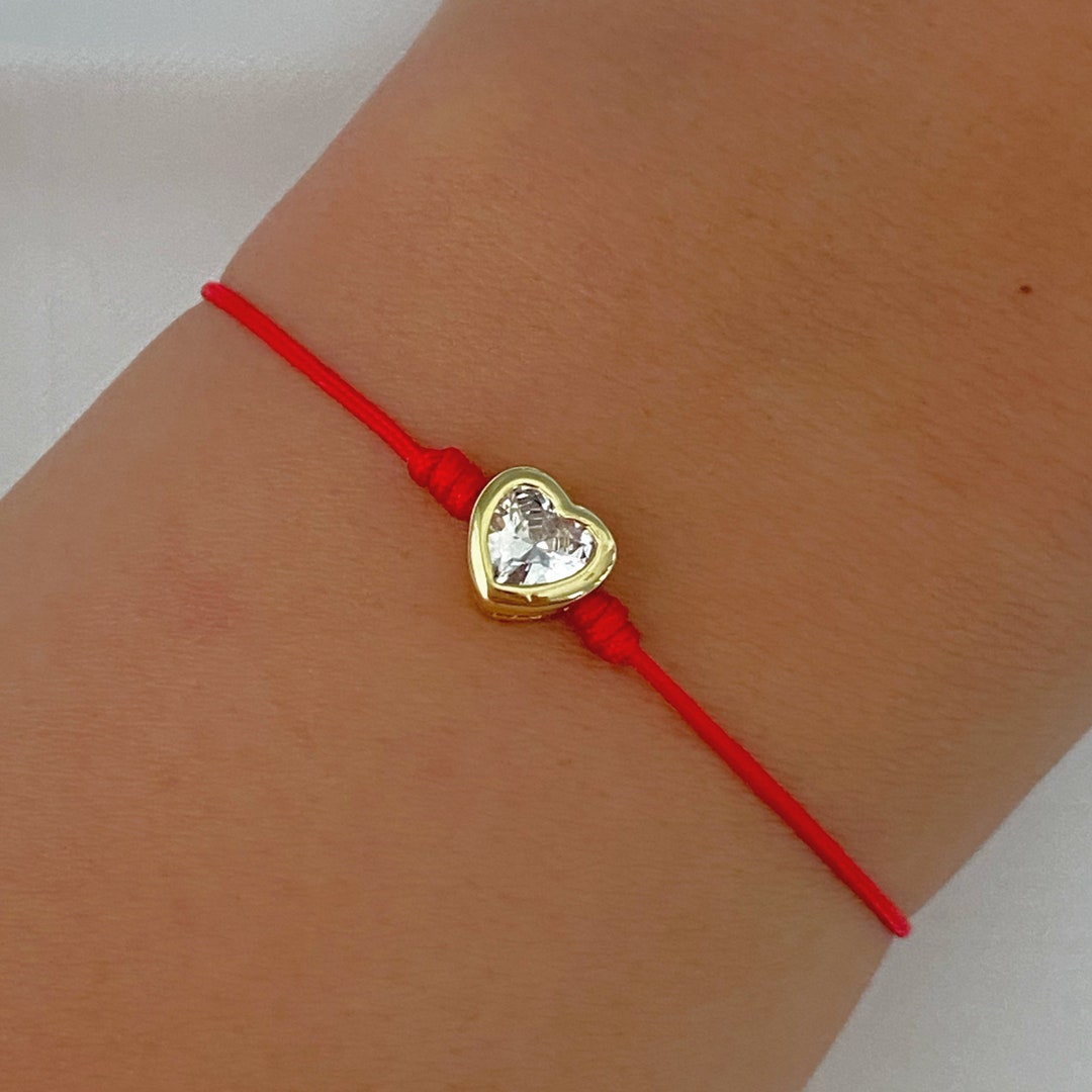 Red String Heart Bracelet, Valentine's Day Gift, Wish Bracelet, Best