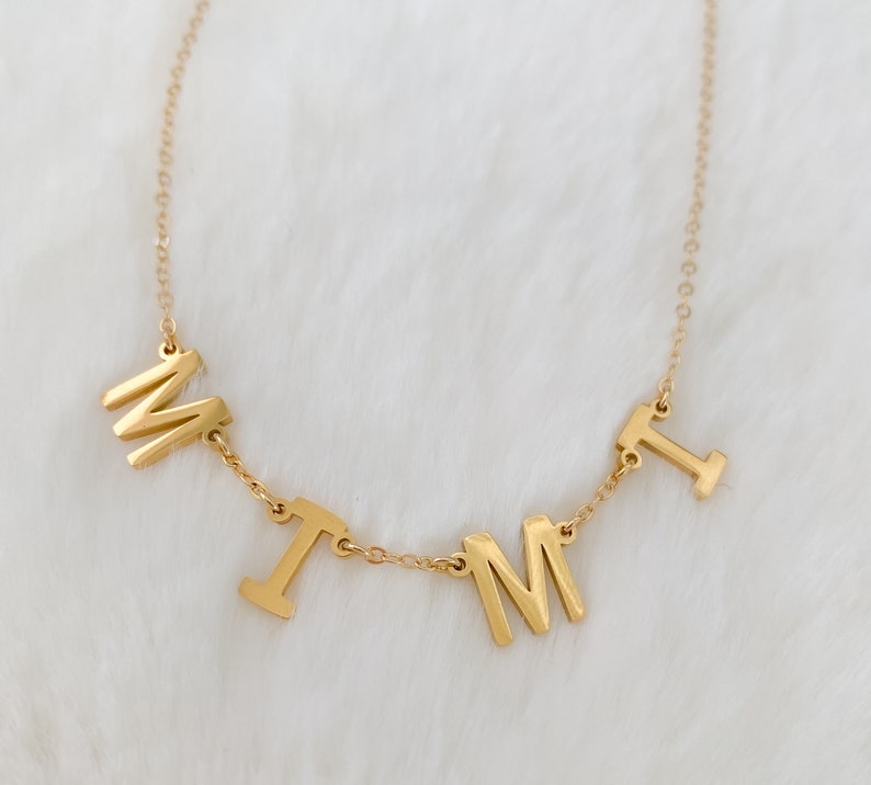 18K Gold Plated Custom Name Necklace: Sterling Silver Letter Charm