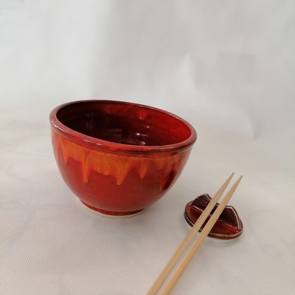 Ramen Bowl With Chopstick Holder Etsy