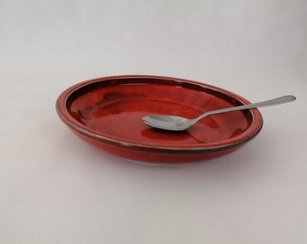 Ceramic soup plate in red