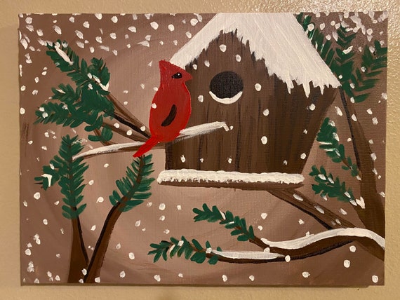 Red Cardinal Birdhouse Painting | Etsy