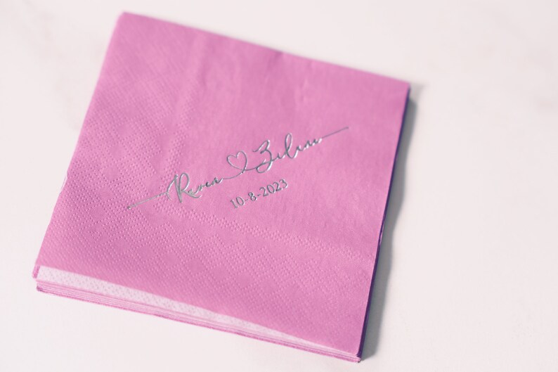 Bespoke Wedding Napkins Featuring Heartlinked Monogram Personalized Bar Napkins for Your