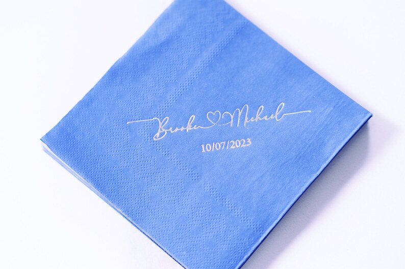 Bespoke Wedding Napkins Featuring Heartlinked Monogram Personalized Bar Napkins for Your