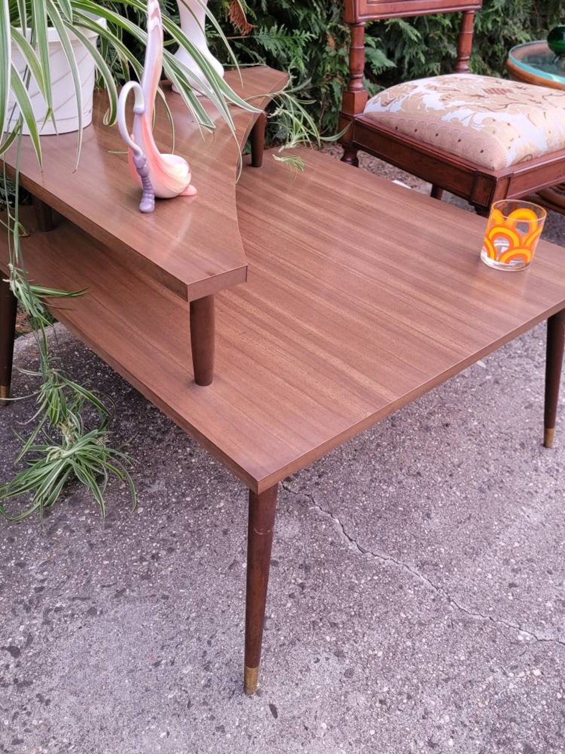 Mid Century Modern Corner Tiered Table MCM Side Table Vtg Etsy