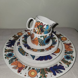 Villeroy Boch Royale Luxembourg Acapulco Design Dishware Christine Reuter Mexican Folk Art Dinner Dessert Bread Plate Creamer Soup Bowl