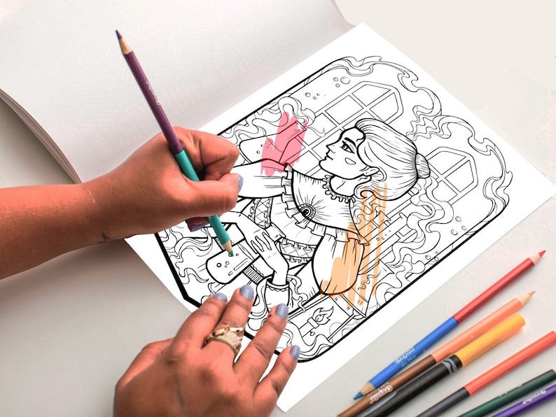 coloring pages adults Anti-stress coloring MARIE CURIE coloring pages for printing Digital coloring beautiful girl art coloring pages