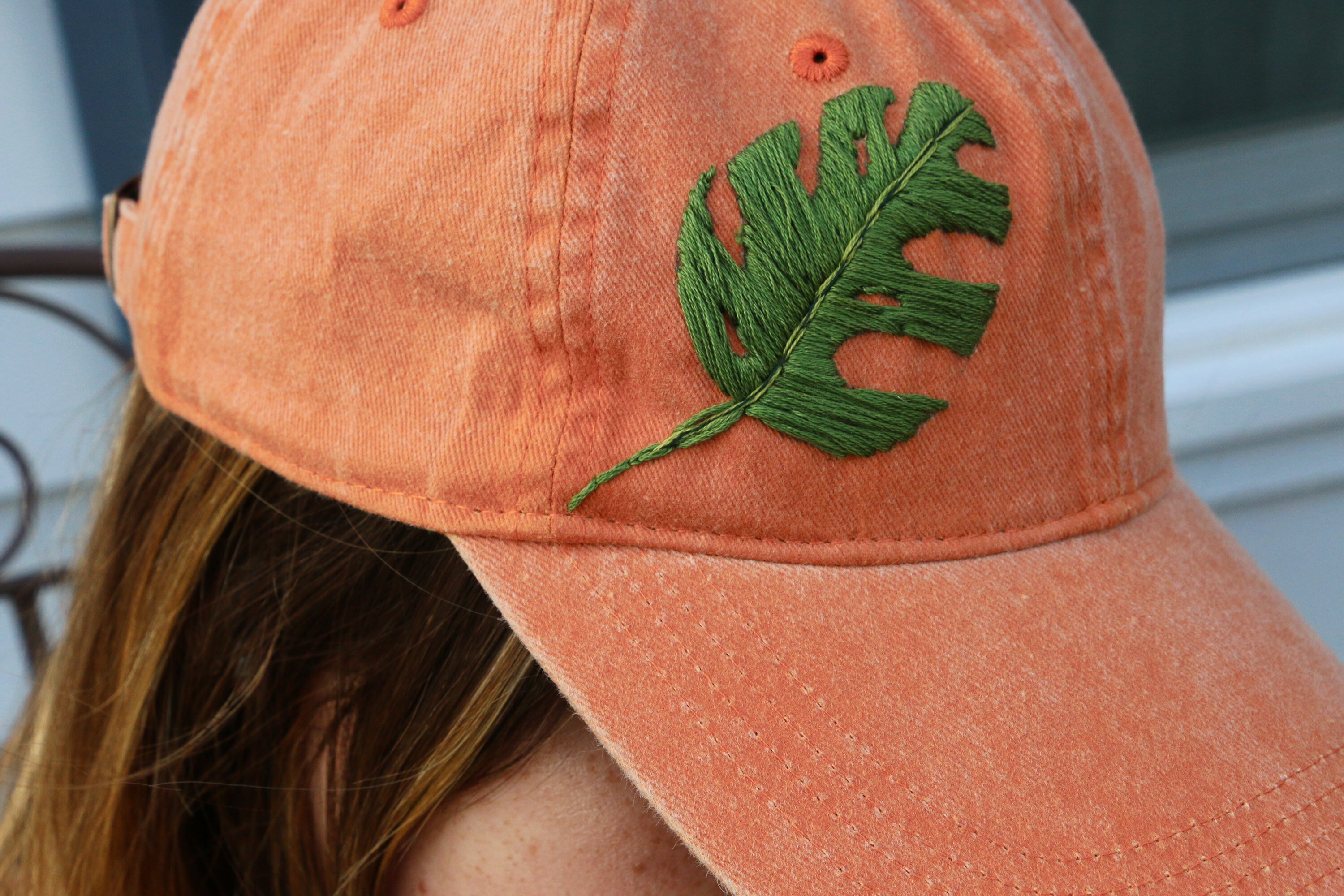Hand embroidered cap leaf me alone  etsy