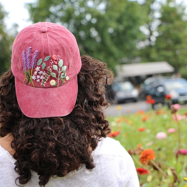 Hand Embroidered Cap: Wildflower