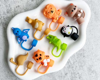 Animal Straw Topper, 10mm Silicone Straw Cover, Stanley Cup Accessories