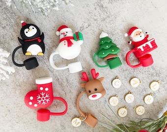 Weihnachten Straw Topper, Stanley Strohkappe, Silikon Strohabdeckung, Stanley Urlaub, Becherzubehör, personalisierte Stanley Accessoires