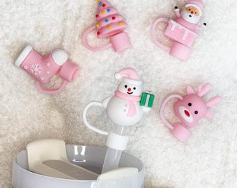 Weihnachten Straw Topper, Stanley Strohkappe, Silikon Strohabdeckung, Stanley Urlaub, Becherzubehör, personalisierte Stanley Accessoires