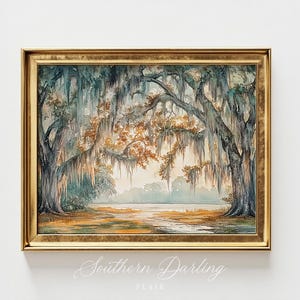 Live Oak Trees Printable Painting, Southern landscape Print, Savannah, Georgia, Florida, Charleston, North Carolina, Digital Download LO-3