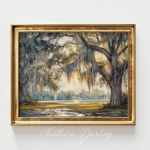 Live Oak Tree Painting, Southern landscape Art Print, Savannah, Georgia, Florida, Charleston, North Carolina,Printable Digital Download LO-1