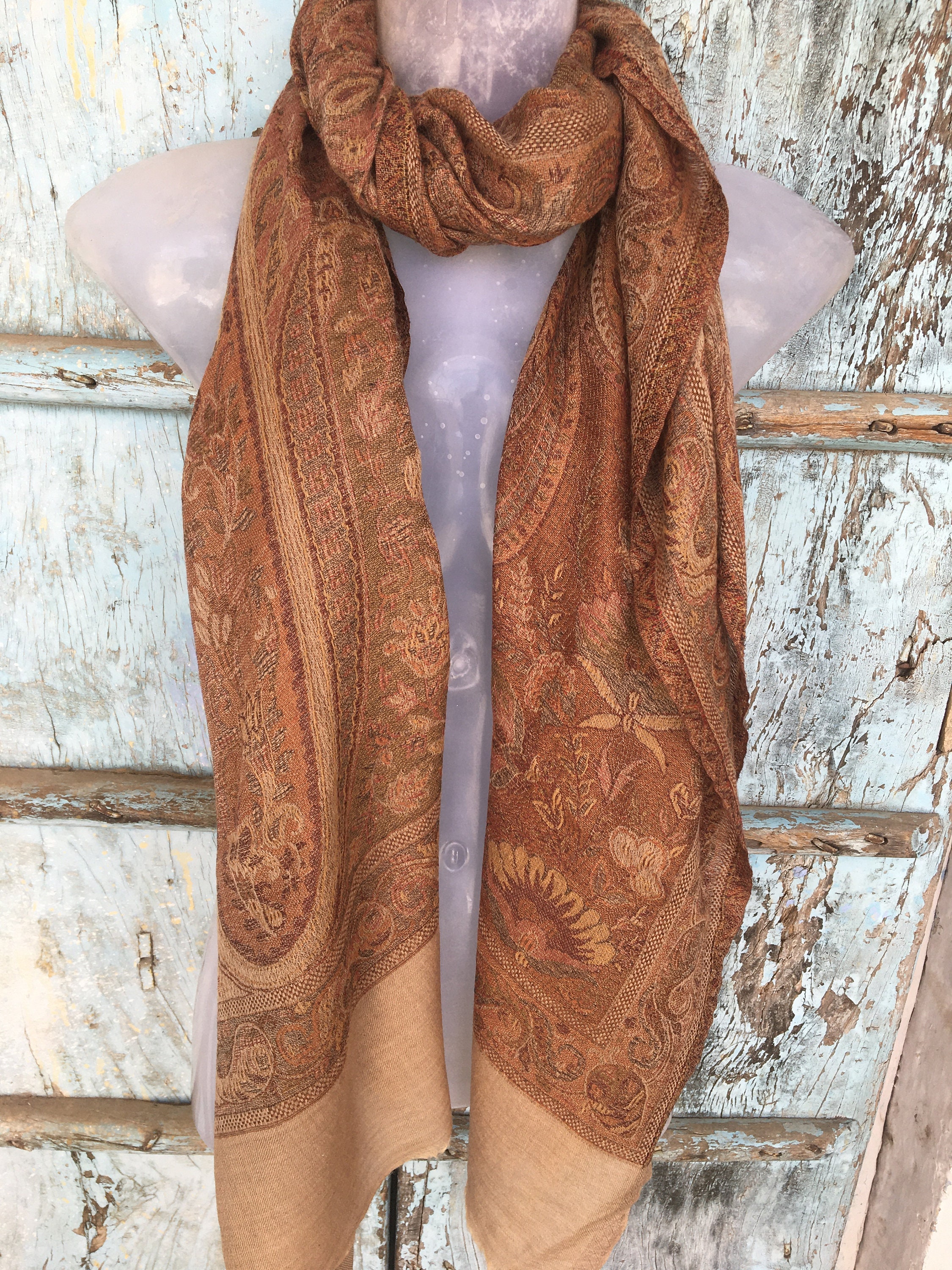 Pashmina scarf 100% pure cashmere wool boho hand woven | Etsy