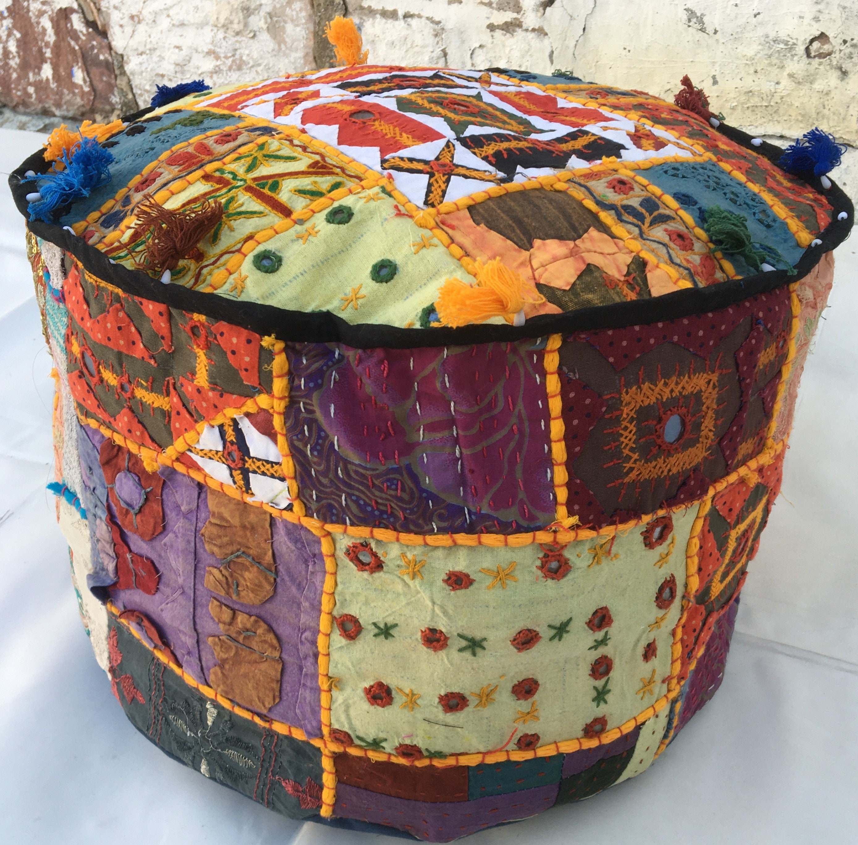 Upcycled Patchwork Foot stool – The india Shop