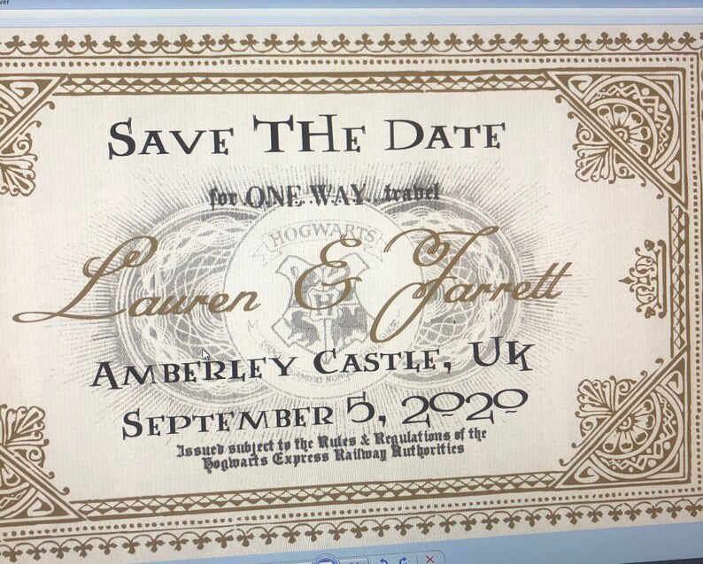 harry potter hogwarts ticket invite or save the date etsy