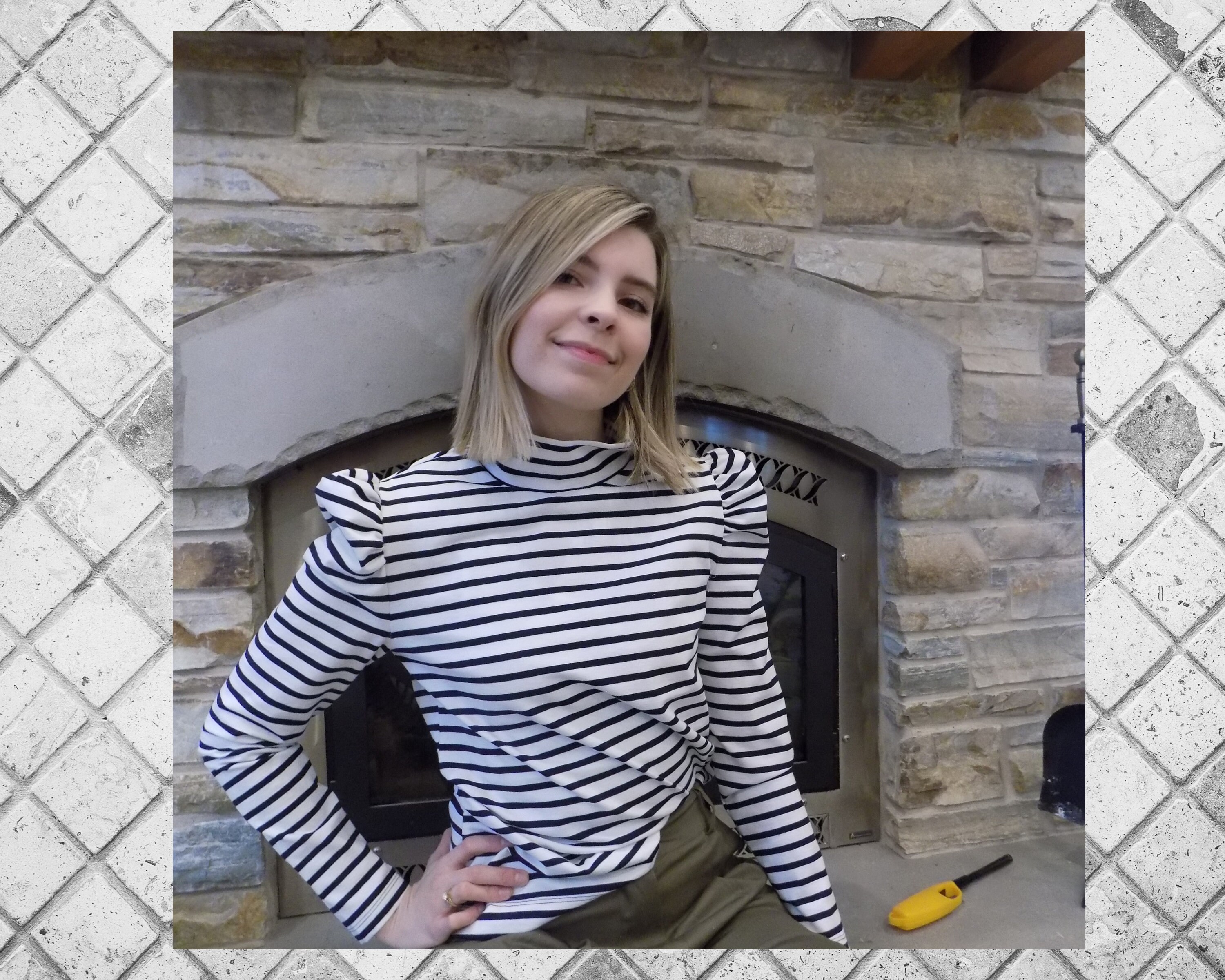 Puff Sleeve T-shirt/striped Turtleneck T-shirt/long Sleeve - Etsy