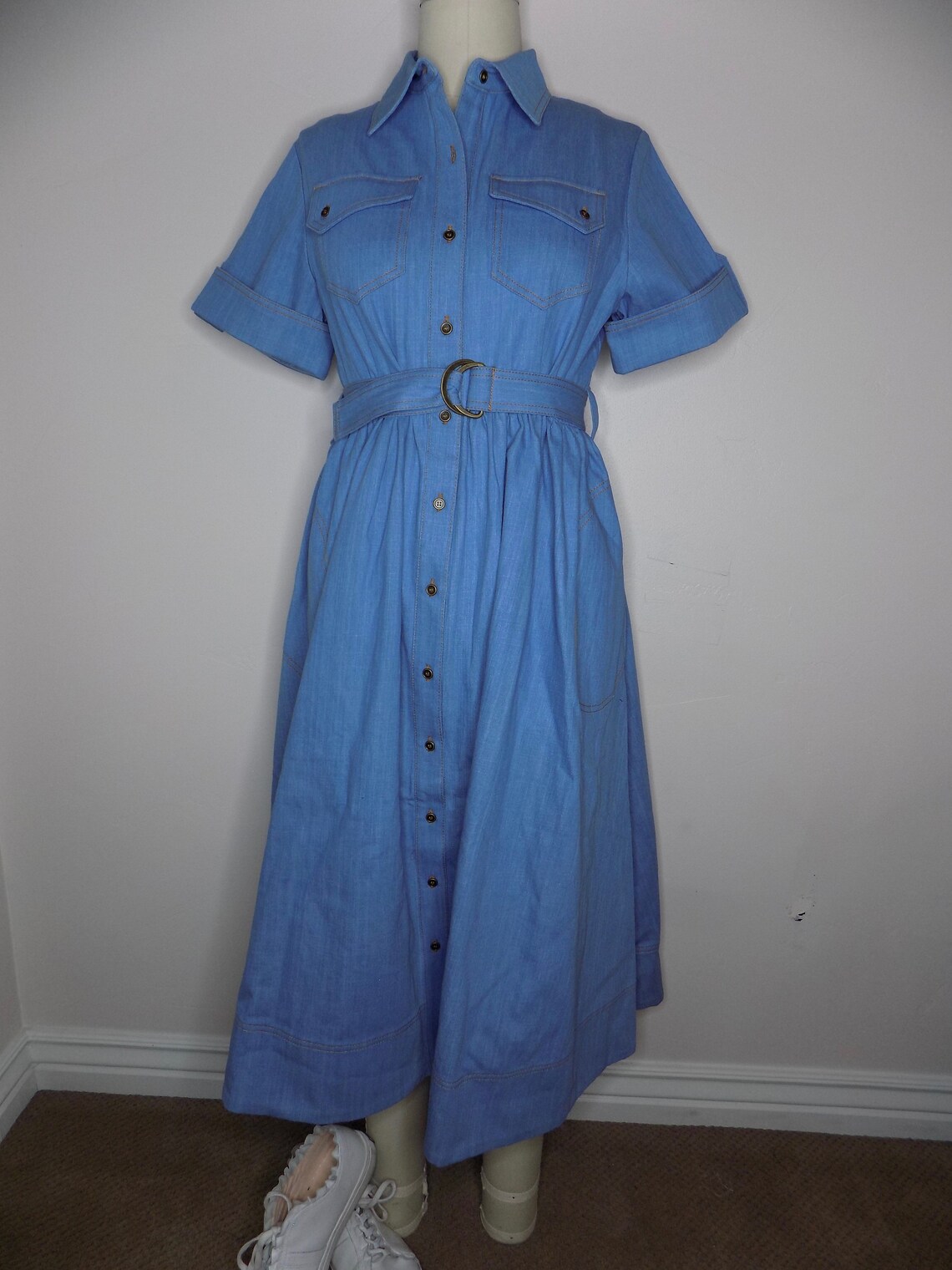 Vintage Denim Shirtdress/50's style Denim Dress/Mid-length | Etsy
