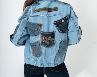 Denim Jacket With Fringe/Women's Embellished Jacket