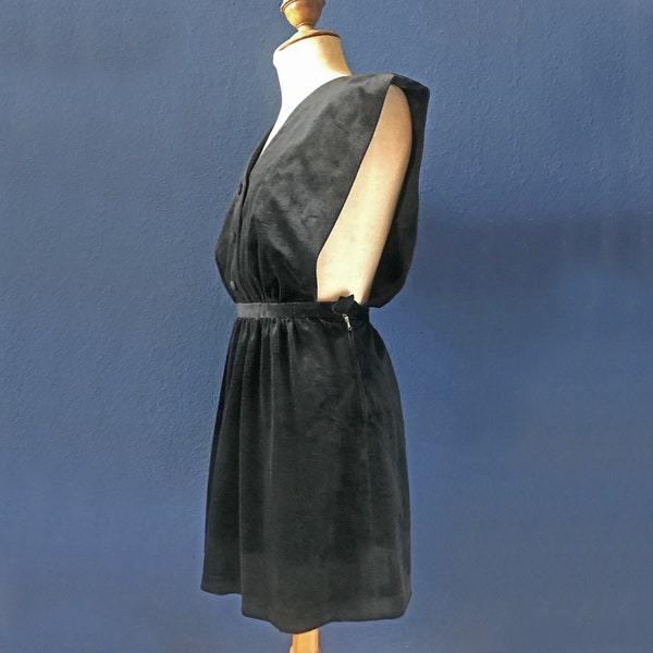 80s Kleid Samt Größe 38/40 (M) Samt-Kleid Tunika Minikleid