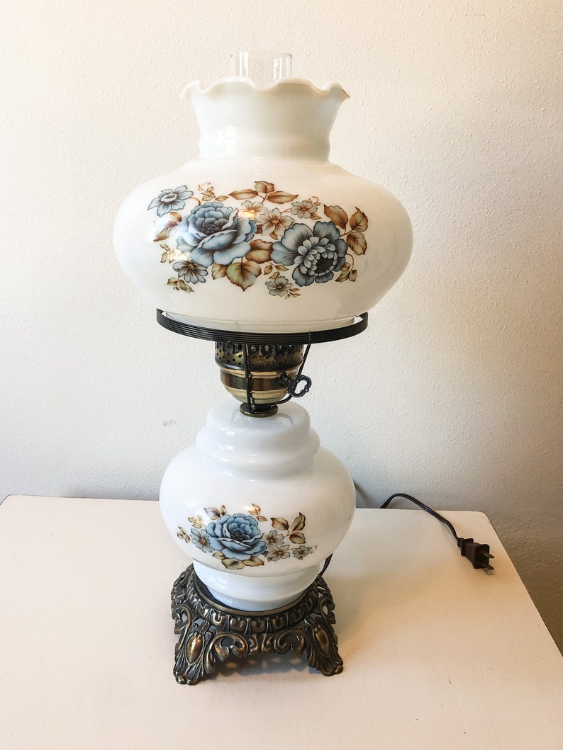 Vintage Large Electric Ceramic Hurricane Lamp With Chimney Etsy Canada