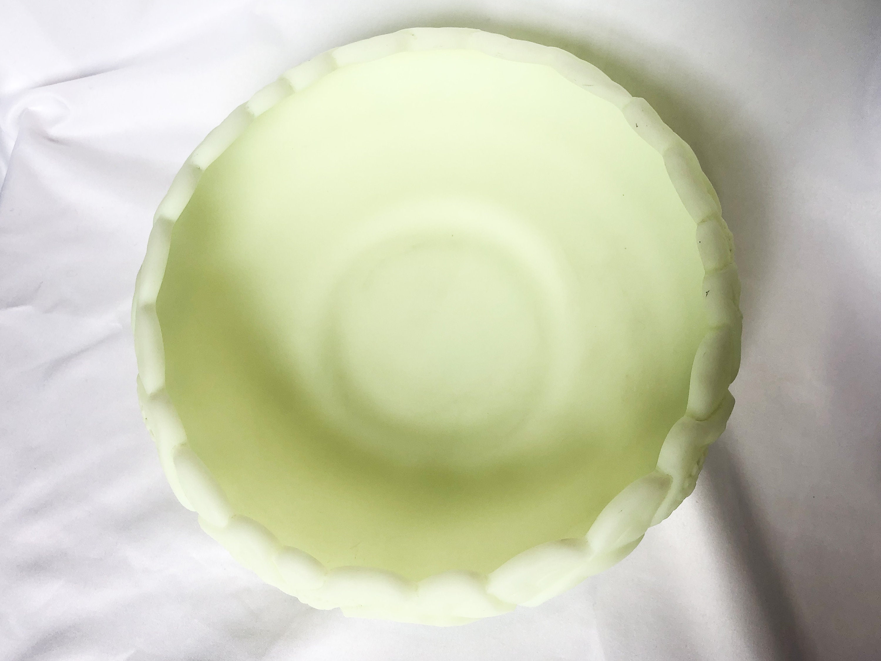 Fenton Uranium Custard Glass Centerpiece Bowl Vaseline Glass Etsy
