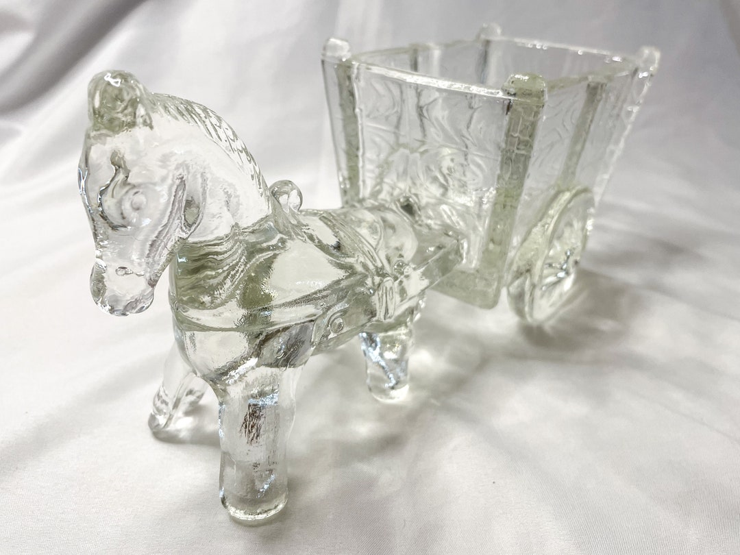 Glass Horse and Cart 1950s Glass Horse Candy Dish Etsy