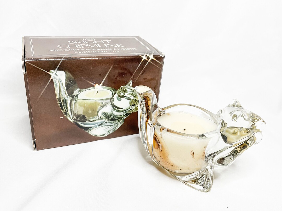 Avon Glass Chipmunk Candle Holder Bright Chipmunk Figurine Etsy