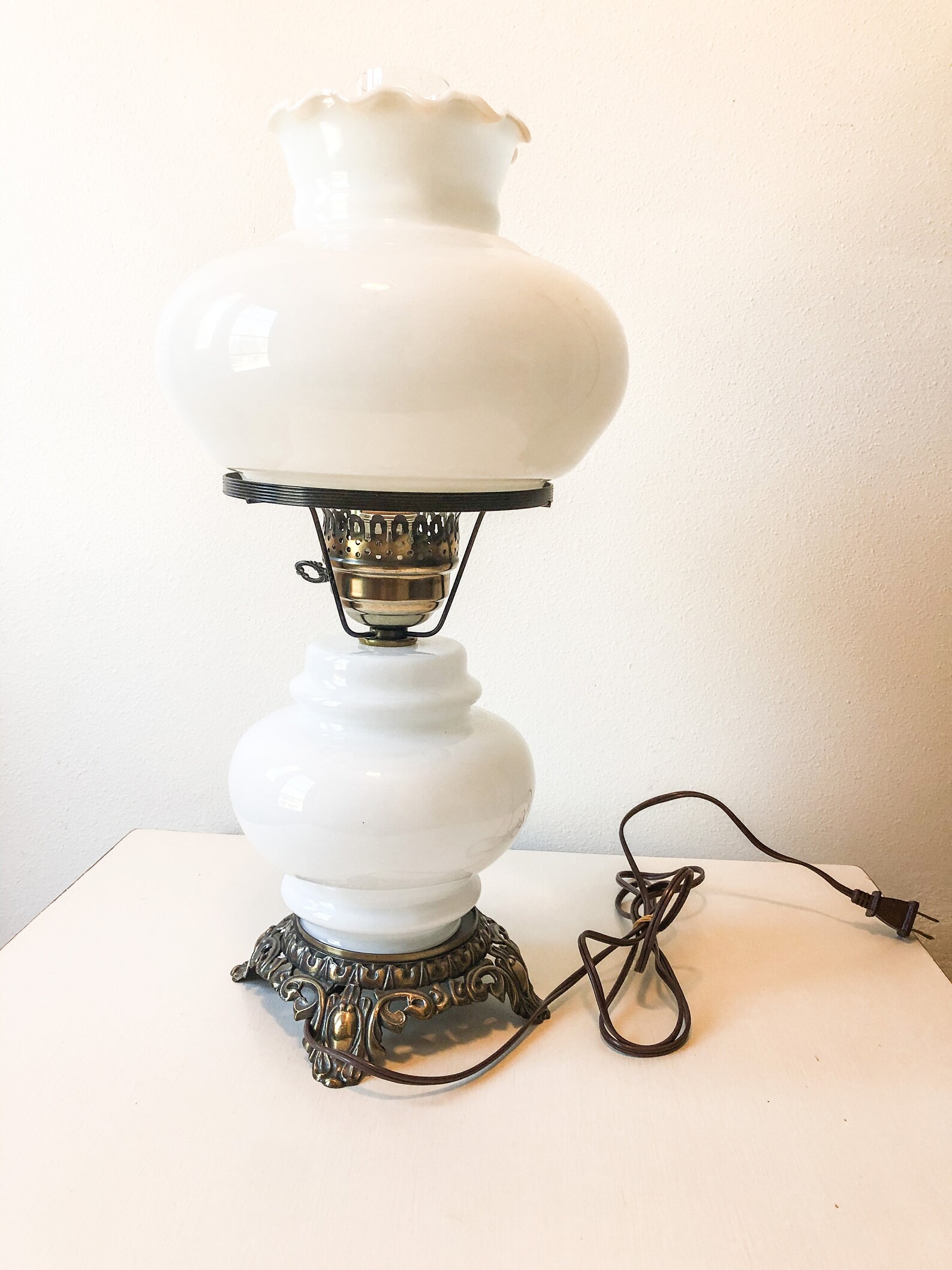 Vintage Large Electric Ceramic Hurricane Lamp With Chimney Etsy Canada