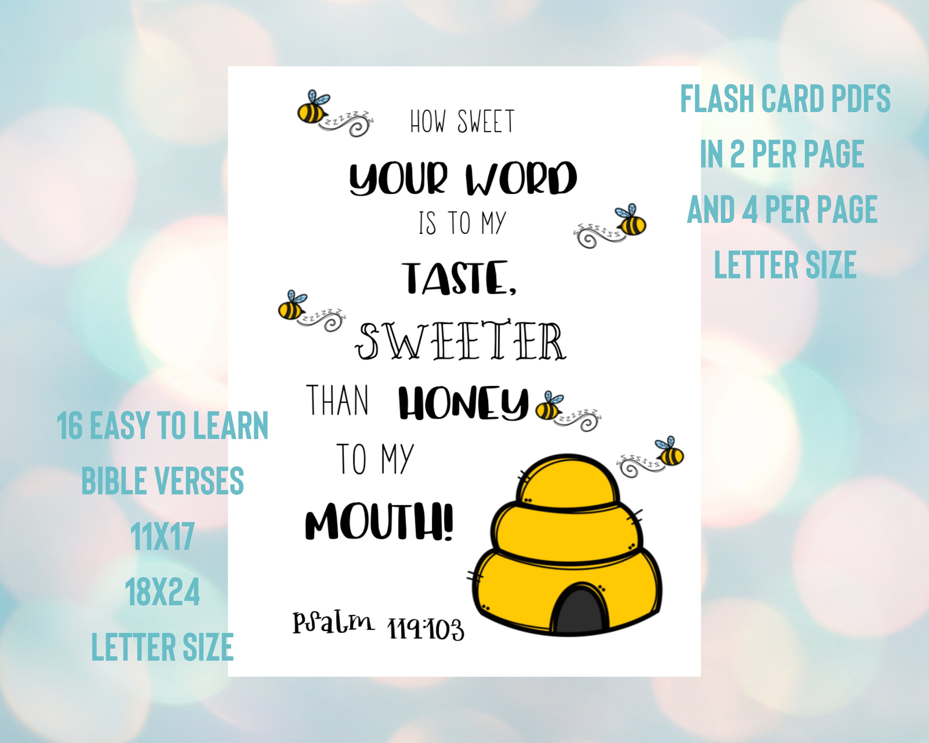 Preschool/children's Printable Bible Verse Flash Cards & - Etsy