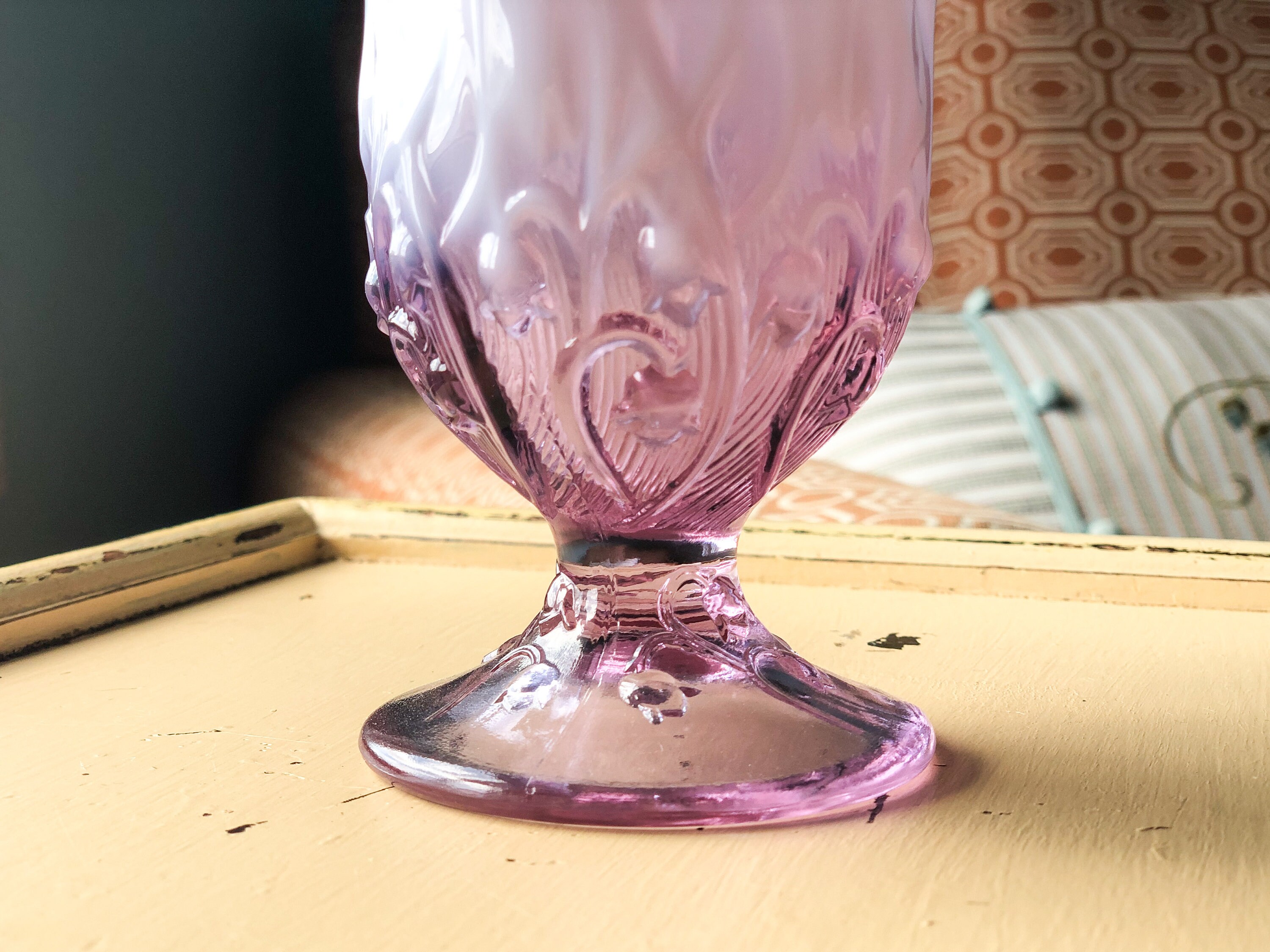 Fenton Glass Lily of the Valley Purple Swung Vase Etsy