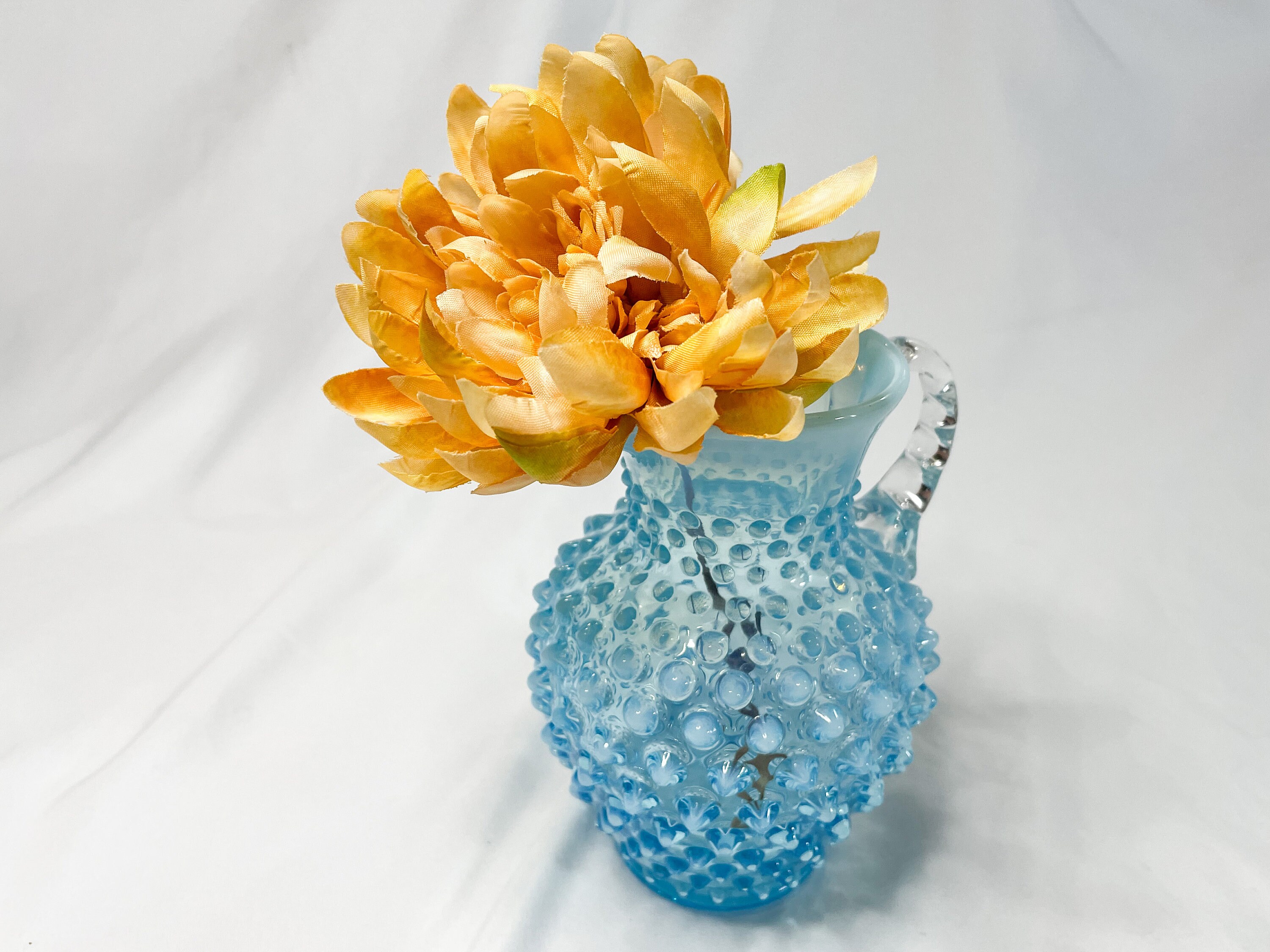 Teal Hobnail Diamond Glass Decorative Storage Container