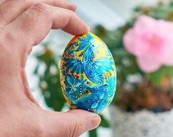 Hand Painted Ukrainian Easter Egg Fridge Magnet, Petrykivka Art