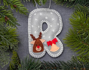 Handmade Felt Initial Christmas Ornament: Embroidered Alphabet Decoration