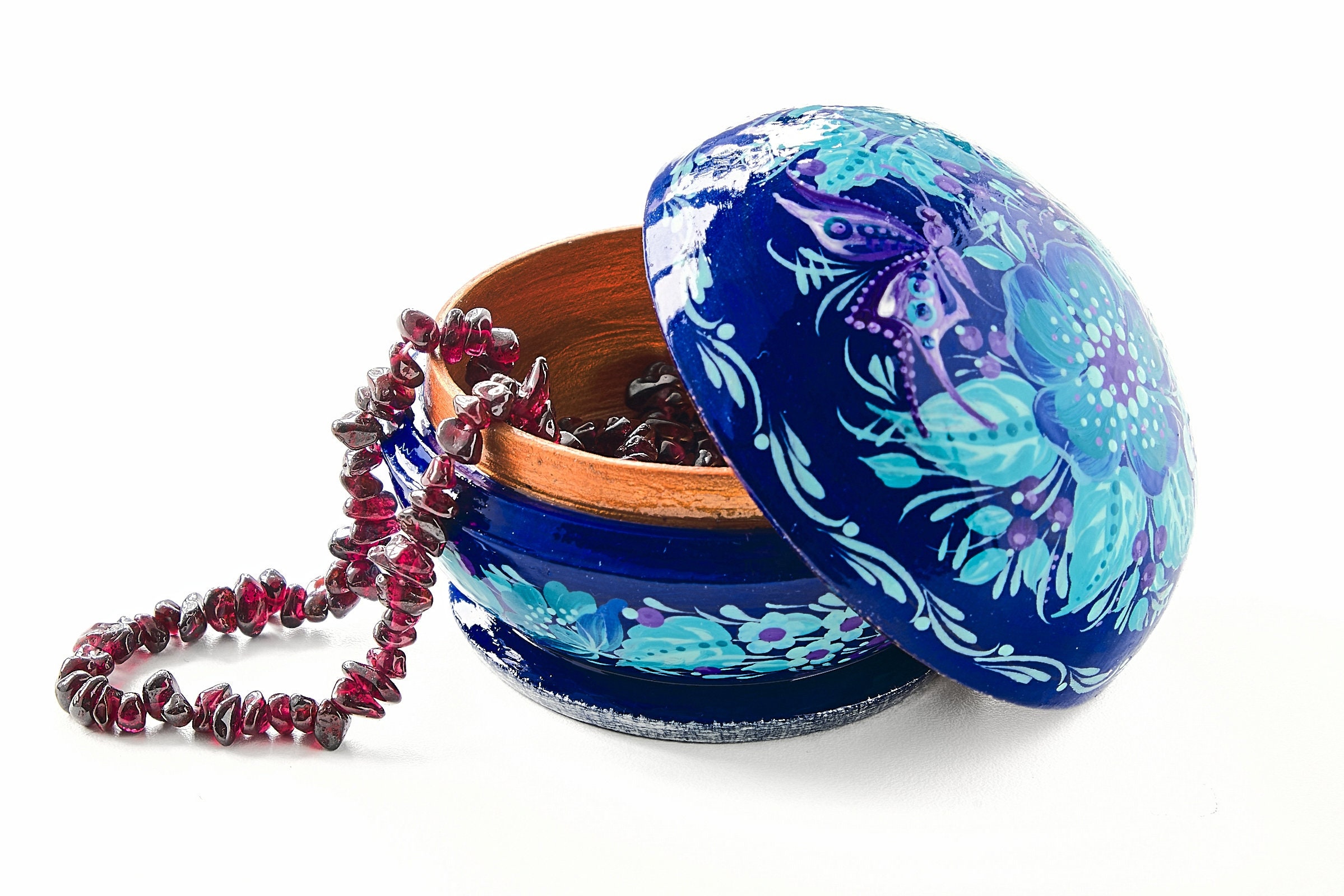 ペトリキフカ絵画の手描き木製ジュエリーボックス - Etsy 日本