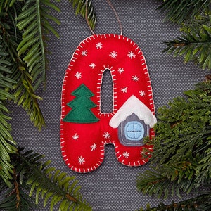 Personalized Felt Initial Christmas Ornament: Handmade Monogram Decor