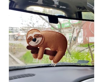 Stuffed animal sloth for car mirror, Cute car accessory for teens, Hanging  car charm for rear view mirror, Car accessories aesthetic