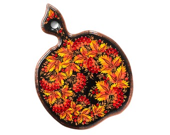 Hand Painted Petrykivka Cutting Board, Ukrainian Folk Art Decor