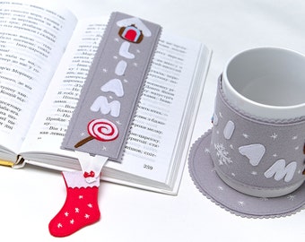 Felt Christmas bookmark, Book lover reading gift, Stocking  filler for bookworm, Custom bookmark