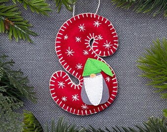 Felt Initial Christmas Ornament: Hand-Embroidered Holiday Decor
